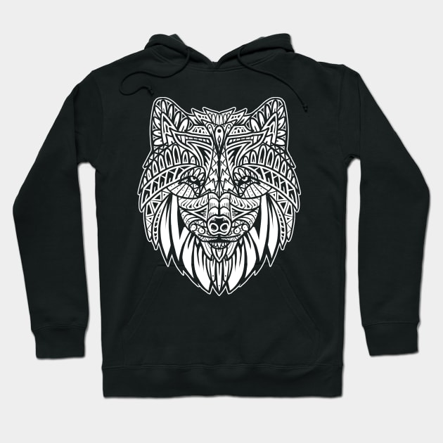 Wolf Tribal Hoodie by Barabarbar artwork